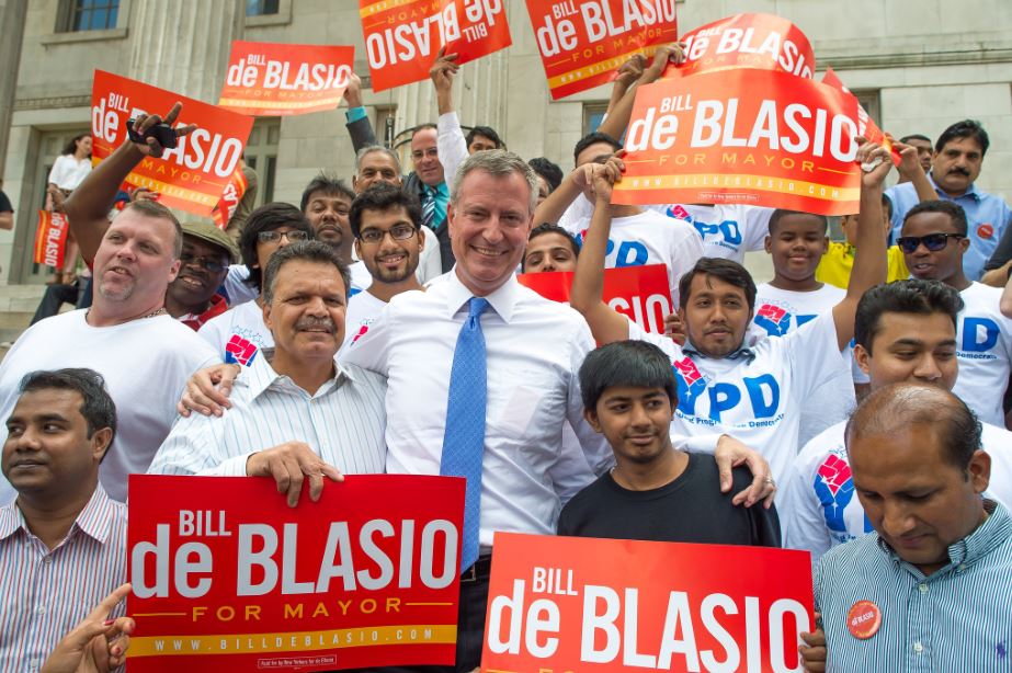 Partidarios de Bill De Blasio durante la campaña electoral a la alcaldía de Nueva York.